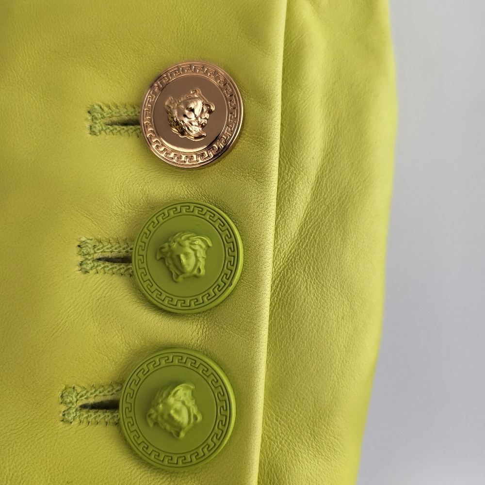 [SOLD] Versace Leather Safety Pin Blazer Citron color